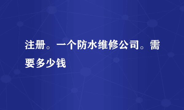 注册。一个防水维修公司。需要多少钱