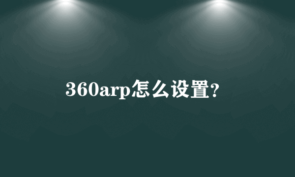 360arp怎么设置？