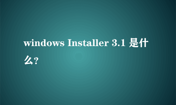 windows Installer 3.1 是什么？