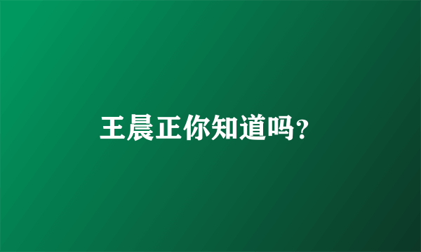 王晨正你知道吗？