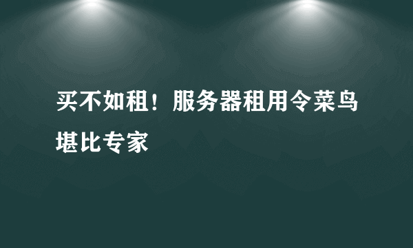 买不如租！服务器租用令菜鸟堪比专家