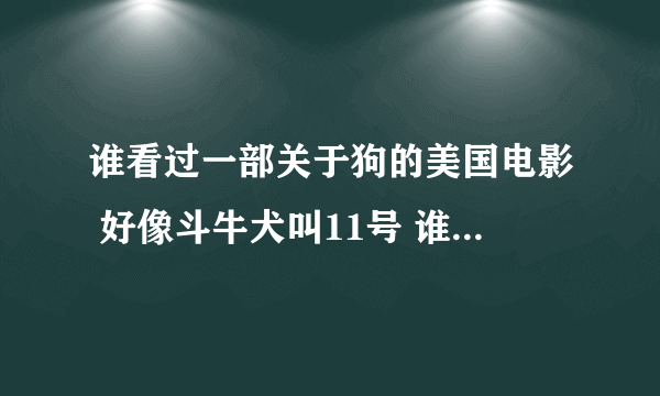 谁看过一部关于狗的美国电影 好像斗牛犬叫11号 谁知道这部电影叫什么？