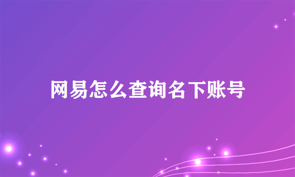 网易怎么查询名下账号