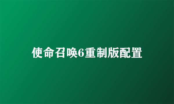 使命召唤6重制版配置