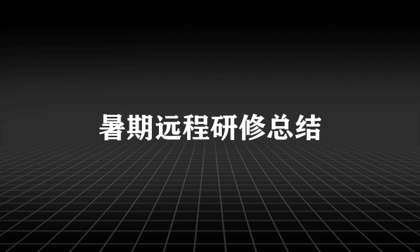 暑期远程研修总结