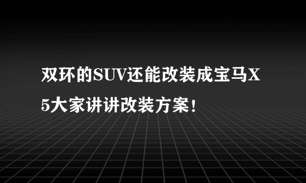 双环的SUV还能改装成宝马X5大家讲讲改装方案！