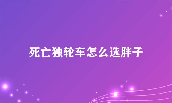 死亡独轮车怎么选胖子