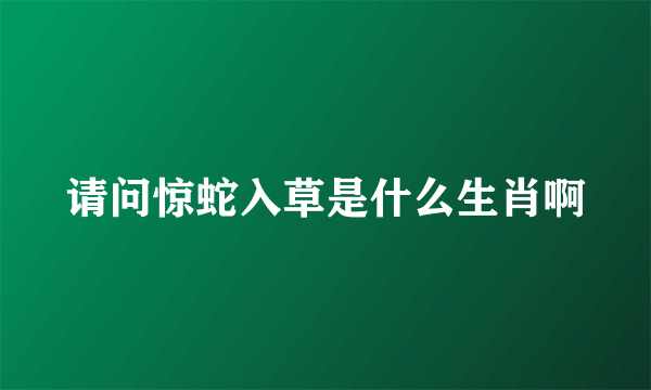 请问惊蛇入草是什么生肖啊