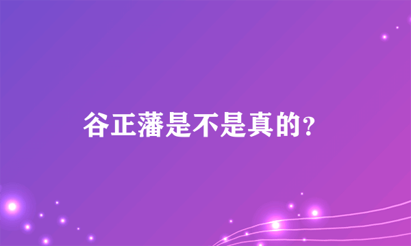 谷正藩是不是真的？