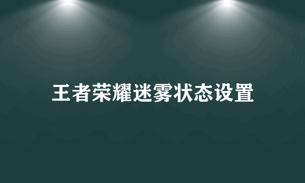 王者荣耀迷雾状态设置