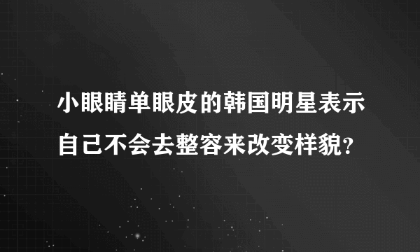 小眼睛单眼皮的韩国明星表示自己不会去整容来改变样貌？