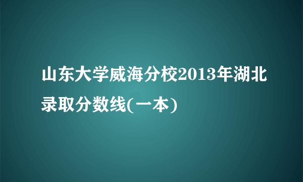 山东大学威海分校2013年湖北录取分数线(一本)