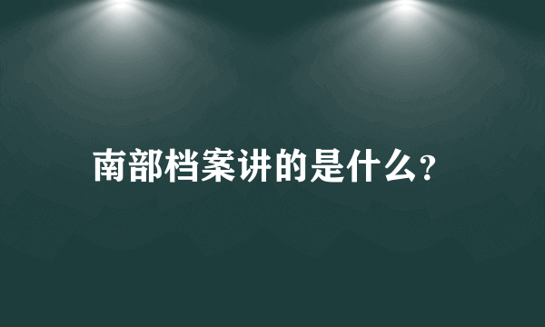 南部档案讲的是什么？