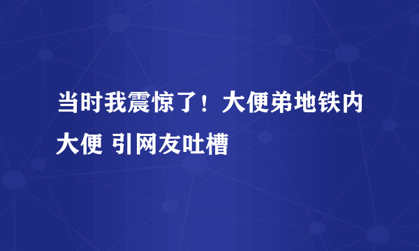 当时我震惊了！大便弟地铁内大便 引网友吐槽