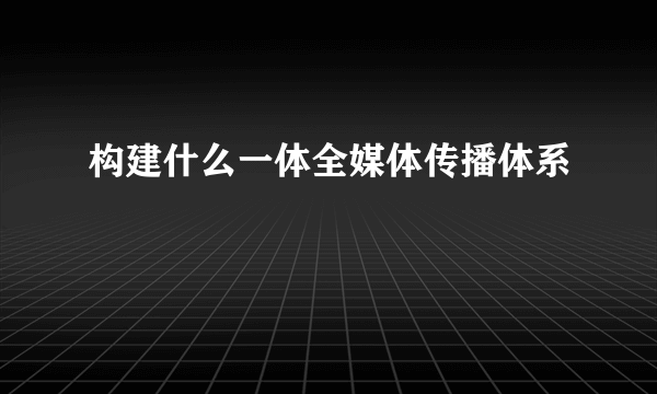 构建什么一体全媒体传播体系