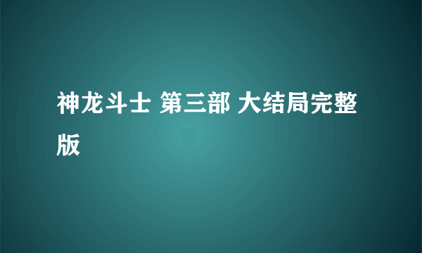 神龙斗士 第三部 大结局完整版