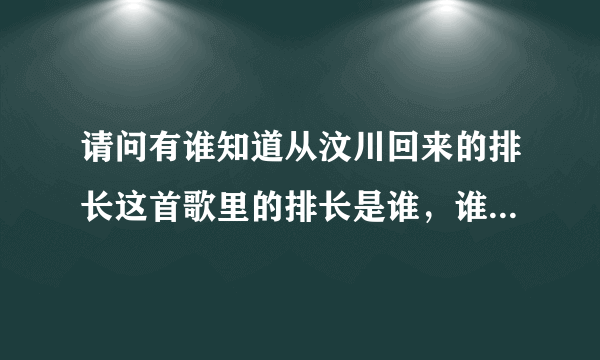 请问有谁知道从汶川回来的排长这首歌里的排长是谁，谁有他的资料，谢谢！