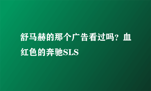 舒马赫的那个广告看过吗？血红色的奔驰SLS