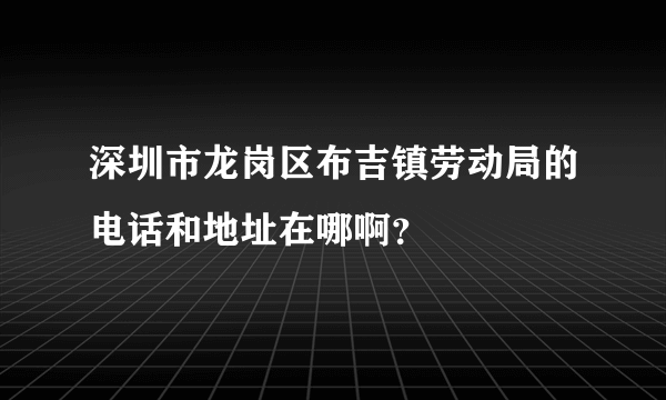 深圳市龙岗区布吉镇劳动局的电话和地址在哪啊？