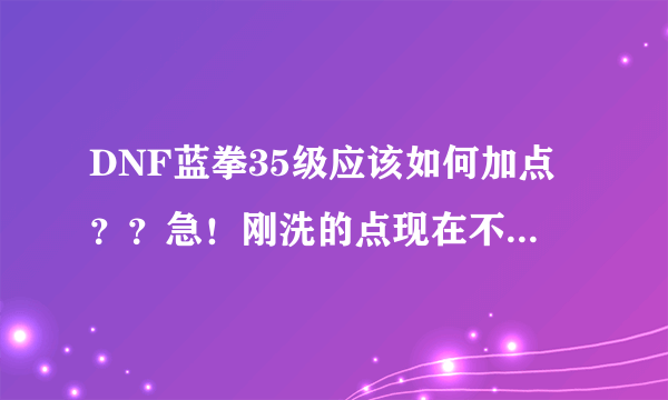 DNF蓝拳35级应该如何加点？？急！刚洗的点现在不知道怎么加