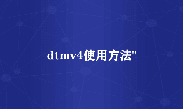 dtmv4使用方法