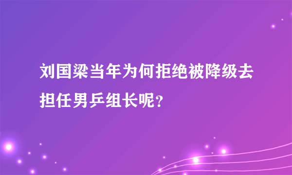 刘国梁当年为何拒绝被降级去担任男乒组长呢？