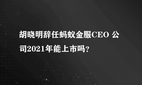 胡晓明辞任蚂蚁金服CEO 公司2021年能上市吗？