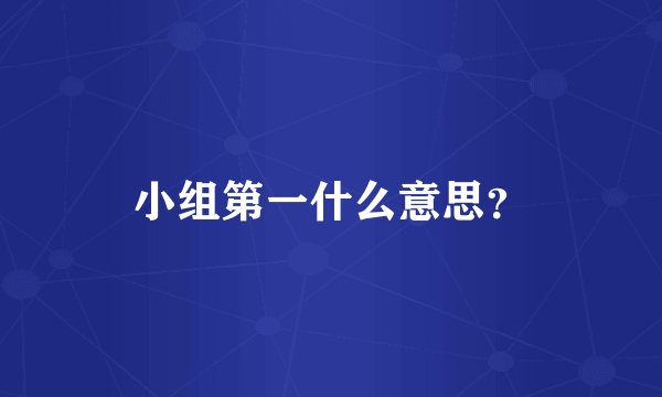 小组第一什么意思？