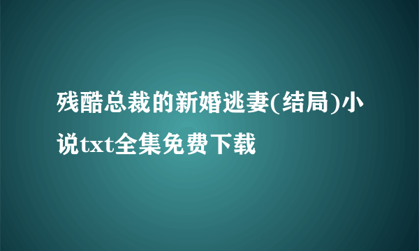 残酷总裁的新婚逃妻(结局)小说txt全集免费下载