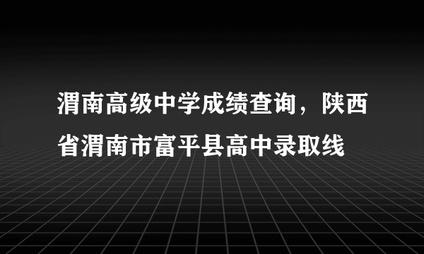 渭南高级中学成绩查询，陕西省渭南市富平县高中录取线