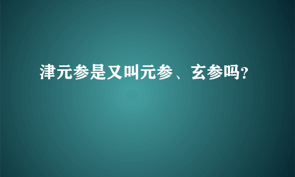 津元参是又叫元参、玄参吗？