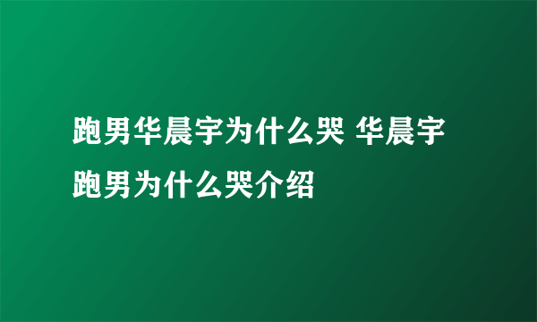 跑男华晨宇为什么哭 华晨宇跑男为什么哭介绍