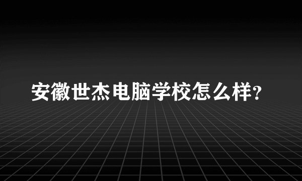 安徽世杰电脑学校怎么样？