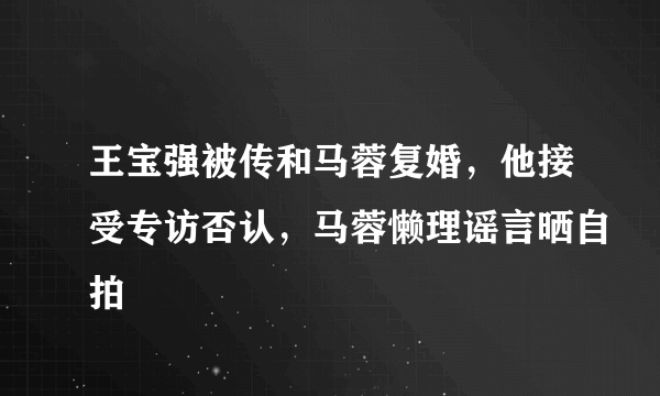 王宝强被传和马蓉复婚，他接受专访否认，马蓉懒理谣言晒自拍