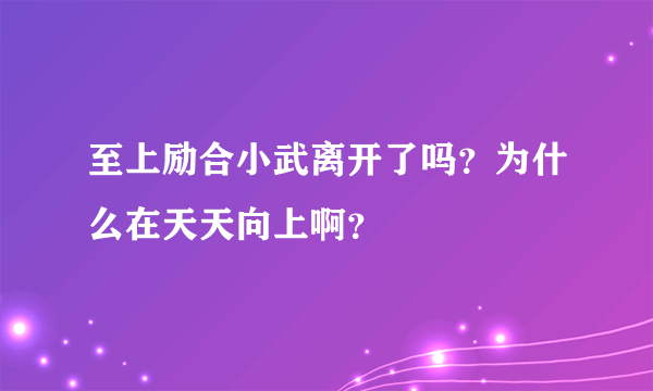 至上励合小武离开了吗？为什么在天天向上啊？