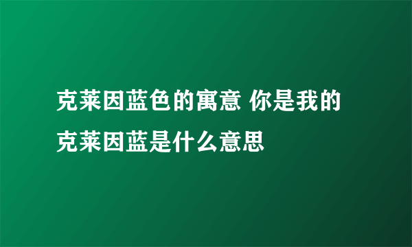 克莱因蓝色的寓意 你是我的克莱因蓝是什么意思