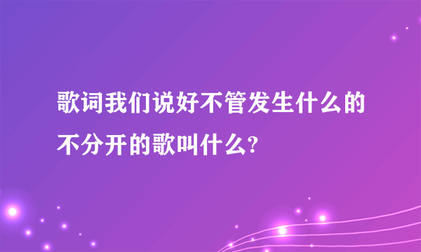 歌词我们说好不管发生什么的不分开的歌叫什么?