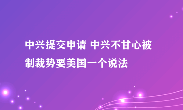 中兴提交申请 中兴不甘心被制裁势要美国一个说法