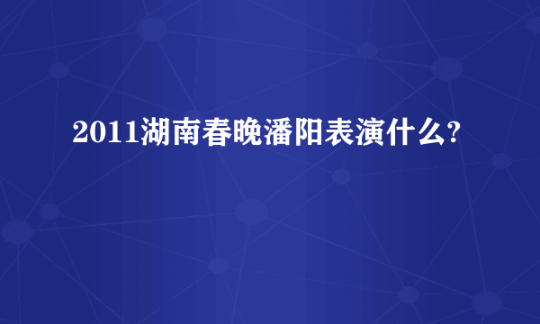 2011湖南春晚潘阳表演什么?