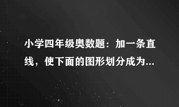 小学四年级奥数题：加一条直线，使下面的图形划分成为两个三角形。