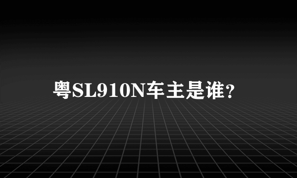 粤SL910N车主是谁？