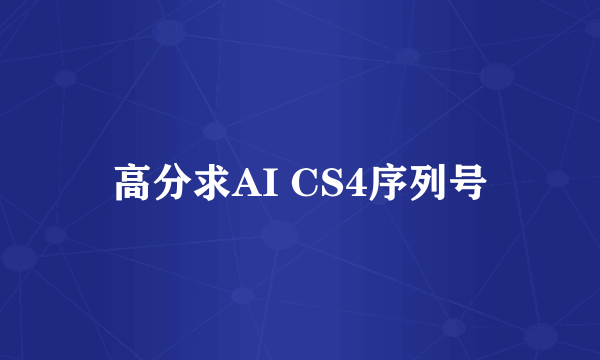 高分求AI CS4序列号