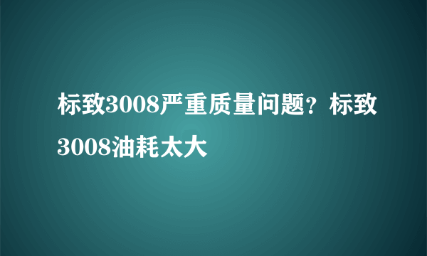 标致3008严重质量问题？标致3008油耗太大