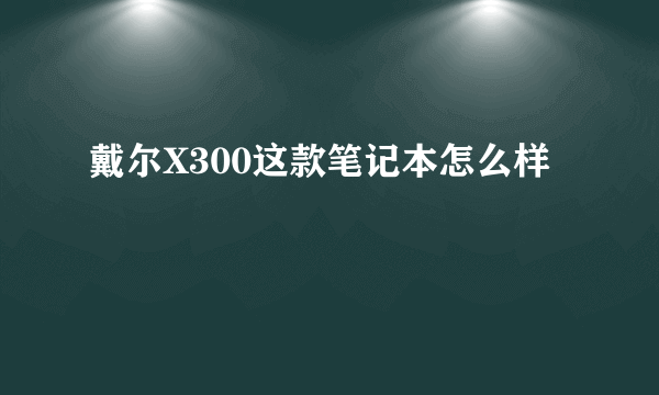 戴尔X300这款笔记本怎么样