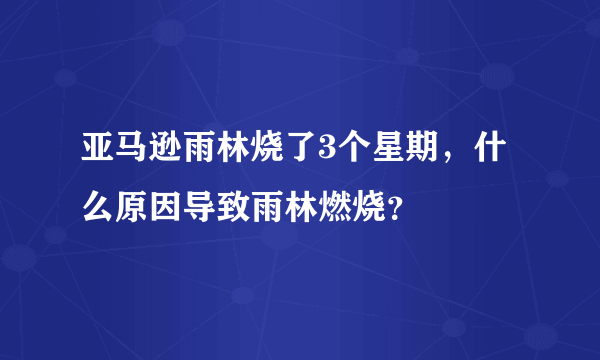 亚马逊雨林烧了3个星期，什么原因导致雨林燃烧？