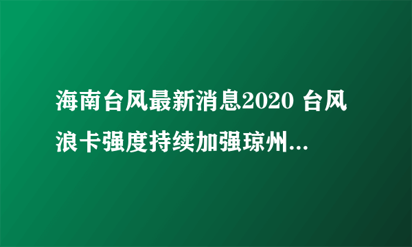 海南台风最新消息2020 台风浪卡强度持续加强琼州海峡全线停航