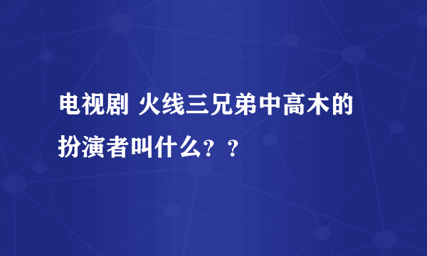 电视剧 火线三兄弟中高木的扮演者叫什么？？