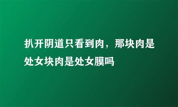 扒开阴道只看到肉，那块肉是处女块肉是处女膜吗