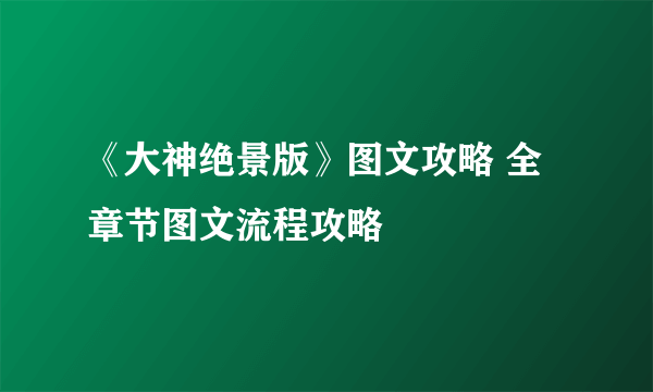 《大神绝景版》图文攻略 全章节图文流程攻略