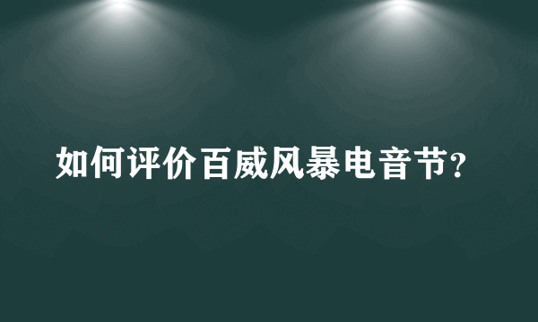 如何评价百威风暴电音节？